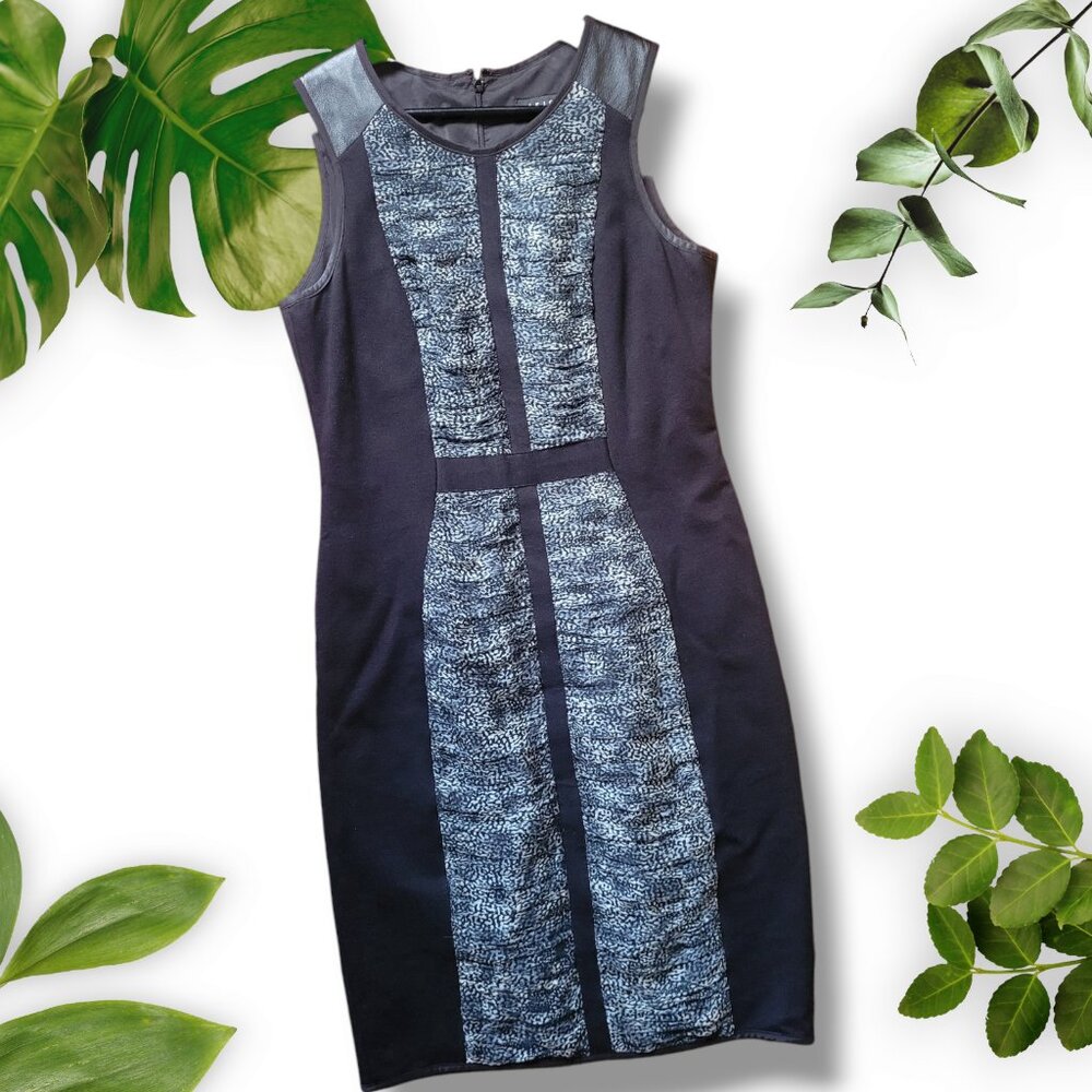 Silk Leather Ruched Sheath Dress Iris Setlakwe, sz 6